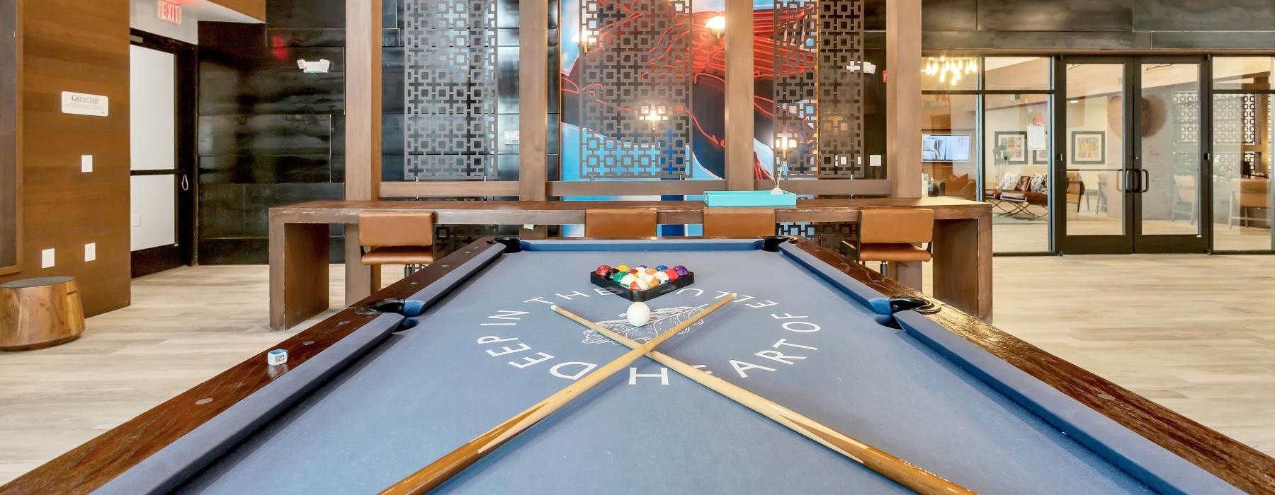 a pool table in a room